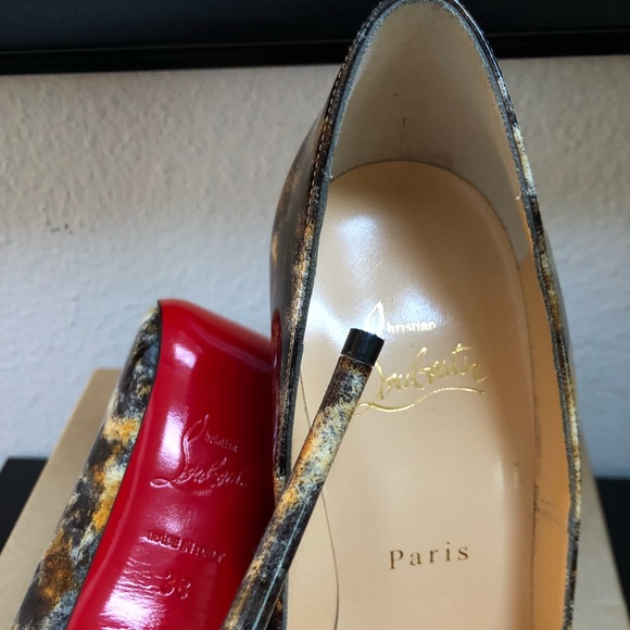 Christian Louboutin So Kate 120 Vernis Mouchete Marble Leopard Patent Pumps 38 - Picture 10 of 10